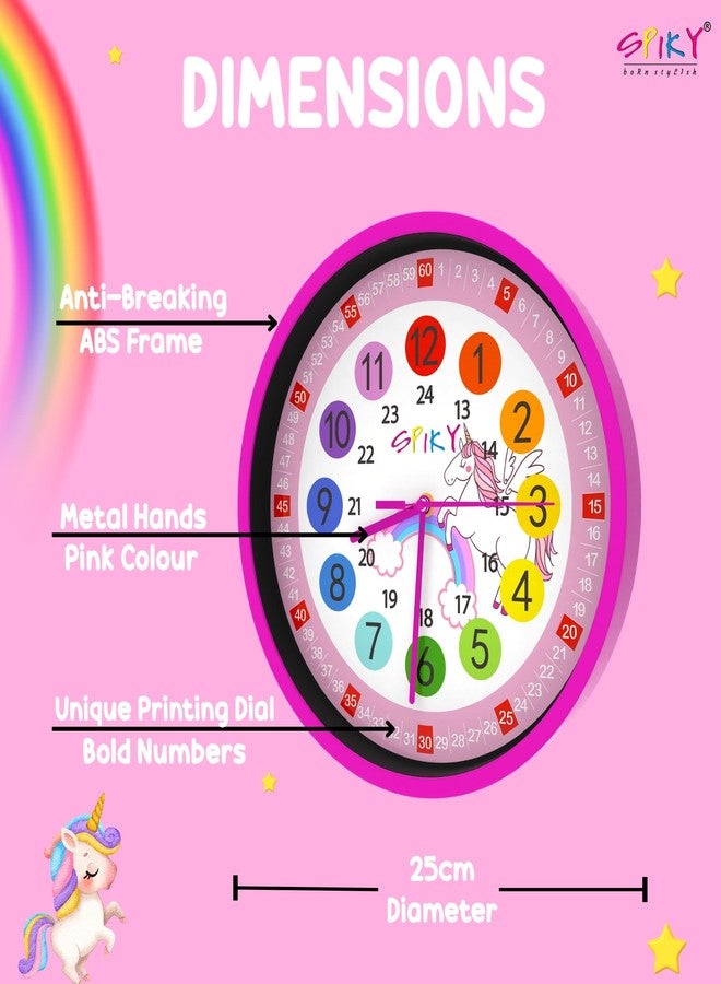 SPIKY Kids Stylish Wall Clock for Bedroom, Living Room, Classroom, Decorative Wall Clock, Playroom and Nursery | Multi Coloured Hour and Minutes Hand | Return Gift | Birthday Gift for Boys and Girls - Image 2